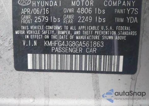 2016 Hyundai Azera from USA, damaged, VIN KMHFG4JG8GA561863